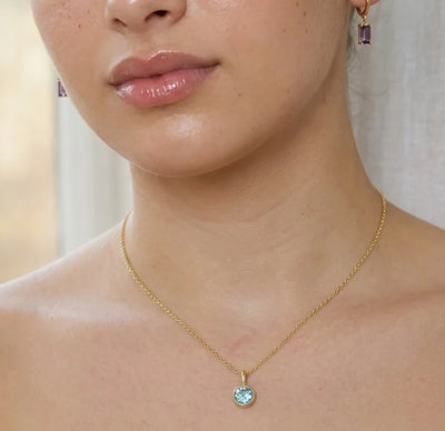 December birthstone necklace blue gemstone minimalist jewelry, dainty blue topaz necklace for women everyday wear