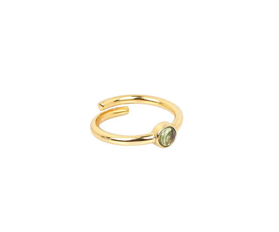 Nature-inspired minimalist ring with a pastel green amethyst stone set in solid 925 sterling silver