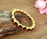 Feminine and modern pink tourmaline ring in gold-plated sterling silver with a radiant 3mm round-cut gem