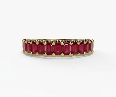 Minimalist baguette red ruby ring for women featuring vibrant gemstone in a refined and timeless setting