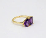 purple gemstone toi et moi ring minimalist gold dual stone ring stacking jewelry