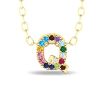 Q initial pendant with chain delicate gold alphabet pendant