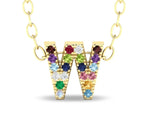 W initial pendant with chain gold plated alphabet necklace
