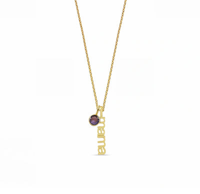 Mama birthstone necklace featuring a personalized birthstone gemstone on an elegant chain, celebrating motherhood and family love.
mama bear necklace with birthstones