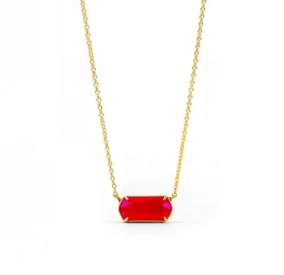 Chalcedony Aura Necklace featuring a custom-cut pastel blue gemstone set in high-quality gold-plated brass with an adjustable anchor chain. pink chalcedony necklace