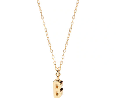 Dainty gold letter B initial necklace on delicate anchor chain — everyday minimalist jewelry