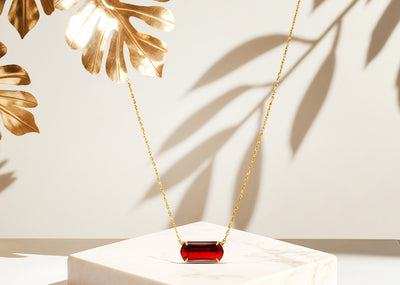 Ruby Gold Necklace with 18K yellow gold plating