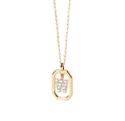 Gold-plated initial W necklace with minimalist charm design, perfect for layering with other pieces or wearing solo for a subtle, chic look