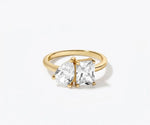 white toi et moi birthstone ring diamond look two stone ring gold minimalist jewelry
