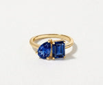 blue gemstone toi et moi ring elegant two stone birthstone ring gold minimalist design