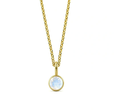 This moonstone birthstone necklace features a soft, iridescent glow in a delicate pendant—ideal for those wondering where to buy real moonstone jewelry from trusted sellers.