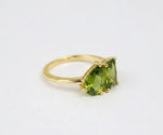 toi et moi peridot birthstone ring august birthstone green gemstone two stone ring gold minimalist jewelry