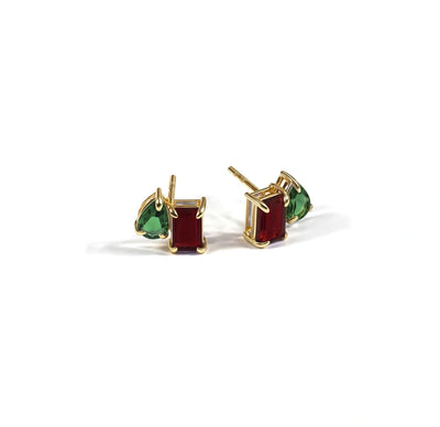 Ruby stud earrings gold featuring rich red ruby gemstones set in polished gold for a timeless and elegant look. July birthstone ruby earrings minimalist jewelry gift