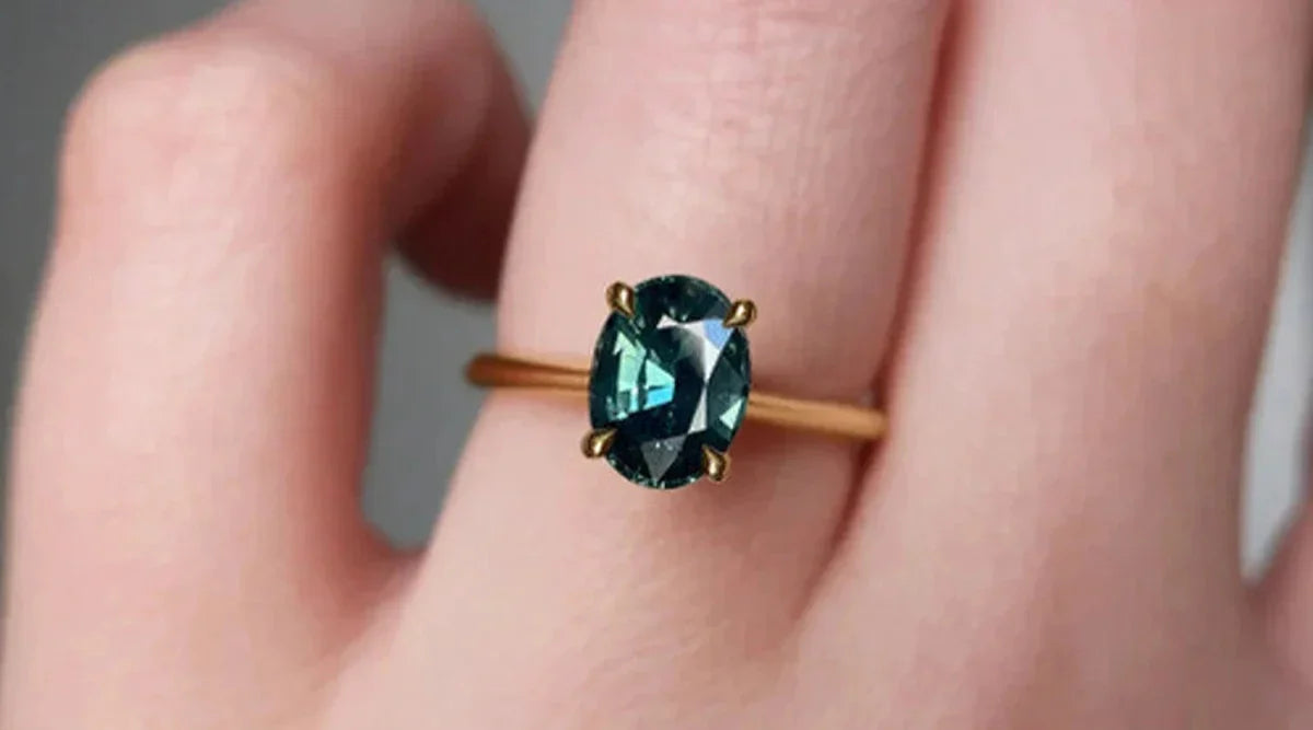 Teal- Sapphire- Engagement- Ring