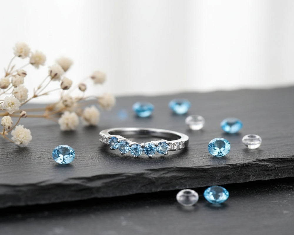 Blue topaz jewelry featuring sparkling sky-blue gemstones set in elegant designs for a fresh, timeless look.