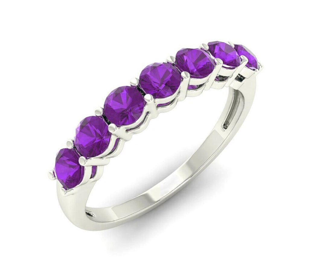 Elegant amethyst stacking ring crafted from 925 sterling silver, offering a graceful pop of color and comfort


