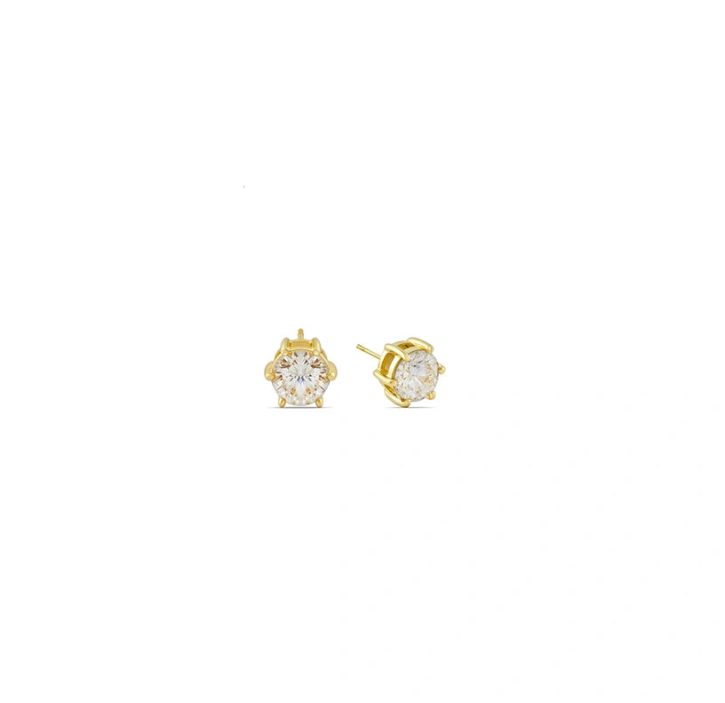 Polished white zircon earrings in a 5mm round cut, reflecting personal meaning with radiant simplicity.