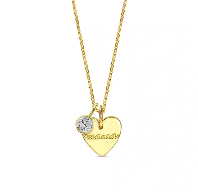 Birthstone necklace for mom with elegant charm on fine link chain

