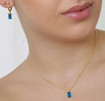 aquamarine necklace for women minimalist gold pendant dainty jewelry, everyday gold necklace with aquamarine stone for women
