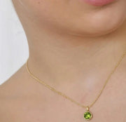 August birthstone necklace peridot jewelry minimalist, light green peridot pendant necklace gift for her birthday
