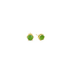 Load image into Gallery viewer, Vibrant green peridot stud earrings in 14K gold plating, radiating August birthstone brilliance.


