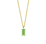 Load image into Gallery viewer, This peridot birthstone necklace features a vibrant green gemstone set in a dainty pendant necklace for women.


