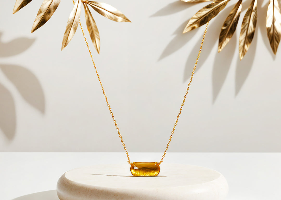 Citrine gemstone necklace with gold-plated finish