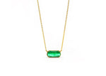 Load image into Gallery viewer, 18K yellow gold-plated pendant necklace with custom-cut 15x6.5mm Emerald Quartz.
