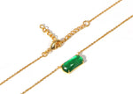 Load image into Gallery viewer, Stylish 15x6.5mm Emerald Quartz pendant in 18K yellow gold with a spring clasp.
