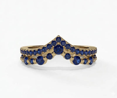 Blue sapphire ring with round cut stone in sleek silver band for women’s wedding or engagement