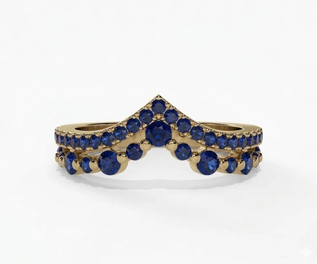 Blue sapphire ring with round cut stone in sleek silver band for women’s wedding or engagement