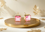 Load image into Gallery viewer, 18K yellow gold-plated studs with 10mm Asscher cut Tourmaline Bliss.
