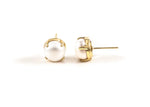 Load image into Gallery viewer, Elegant gold-plated pearl studs with push-back closure
