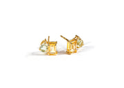 Green Amethyst and Citrine Stud Earrings
