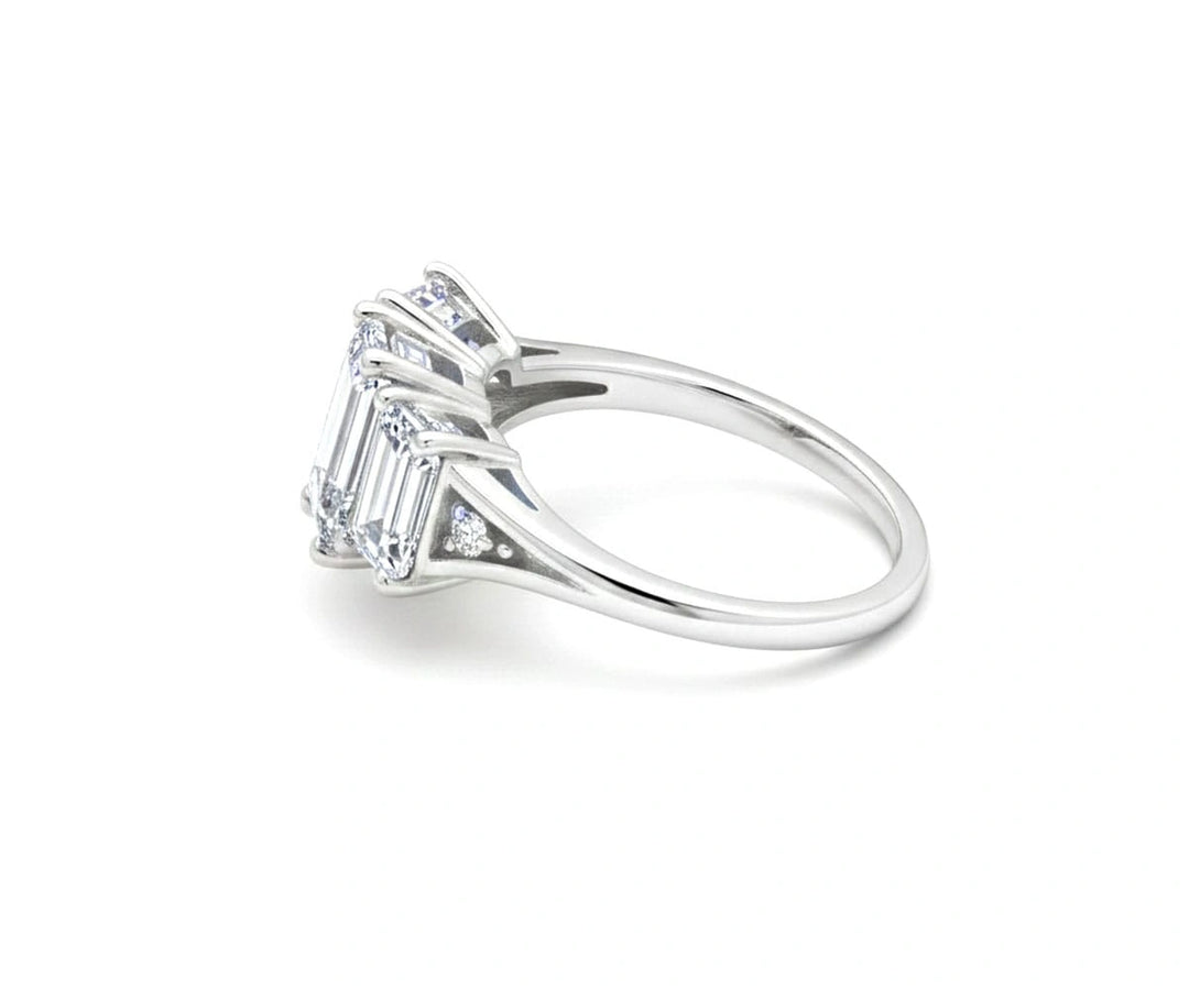 Elegant crystal ring with white zircon stones set in polished sterling silver for a timeless minimalist look