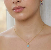 December birthstone necklace blue gemstone minimalist jewelry, dainty blue topaz necklace for women everyday wear