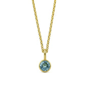 This blue topaz birthstone necklace features a cool sky-blue gemstone set in a delicate pendant necklace for women.

