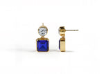 Load image into Gallery viewer, Elegant gemstone drop earrings for women – 18K gold blue sapphire design
