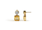 Load image into Gallery viewer, Elegant amber gemstone earrings – 18K gold drop earrings with sparkle detail


