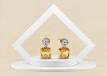 Load image into Gallery viewer, Asscher-cut amber earrings with gold finish – minimalist November birthstone jewelry

