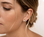 Load image into Gallery viewer, Facet Edge Studs featuring 7mm calf-cut Blush Morganite.
