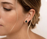 Load image into Gallery viewer, Facet Edge Studs featuring 7mm calf-cut Midnight Onyx.
