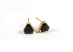 Load image into Gallery viewer, Stylish 7mm Midnight Onyx studs in yellow gold plating.
