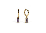 Load image into Gallery viewer, Mystic Amethyst huggie earrings with 18K gold plated hoops


