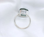 Lightweight and stylish stackable ring with a 12mm green aquamarine hydro gemstone in 925 silver

