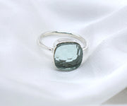 Nature-inspired green aquamarine ring, perfect for stacking or wearing solo for a bold, elegant look
