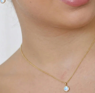 June birthstone necklace moonstone, dainty necklace for women everyday wear