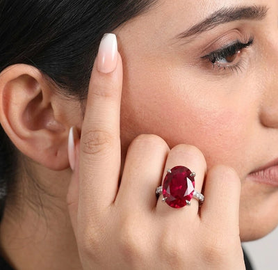 Lab grown ruby ring oval shape, July birthstone jewelry, elegant red gemstone ring for proposal, Oval cut ruby ring for women with deep red gemstone, gold plated dainty engagement ring