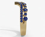 Vintage-inspired lab blue sapphire ring with brilliant round gemstone and minimalist band
