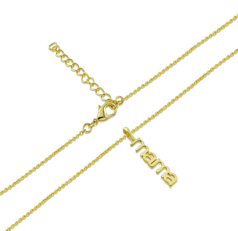 Minimal gold Mama necklace on adjustable chain.